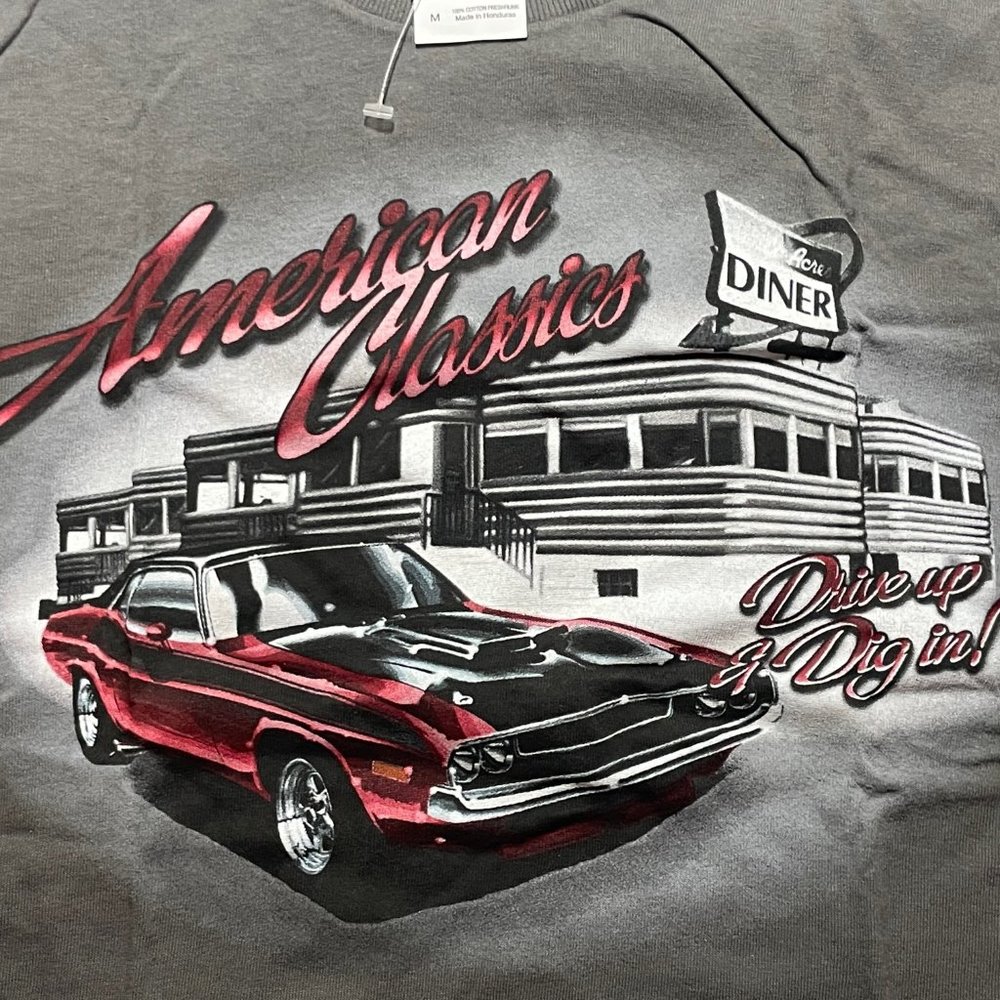 New Men's Short Sleeve T-Shirt "American Classics", Medium Grey, Size: M (38-40)